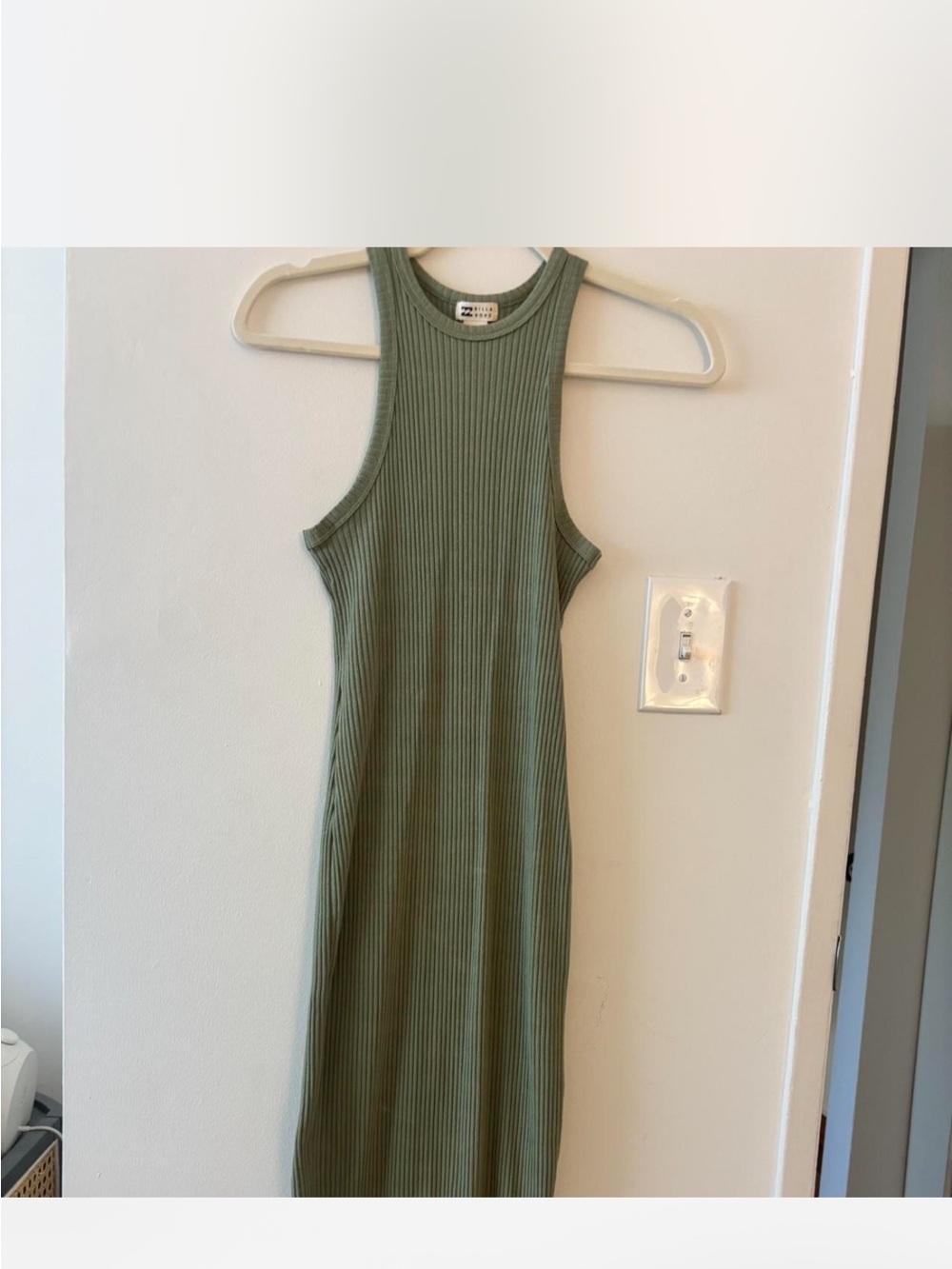 Billabong Ribbed Tank Midi Dress in Olive Green